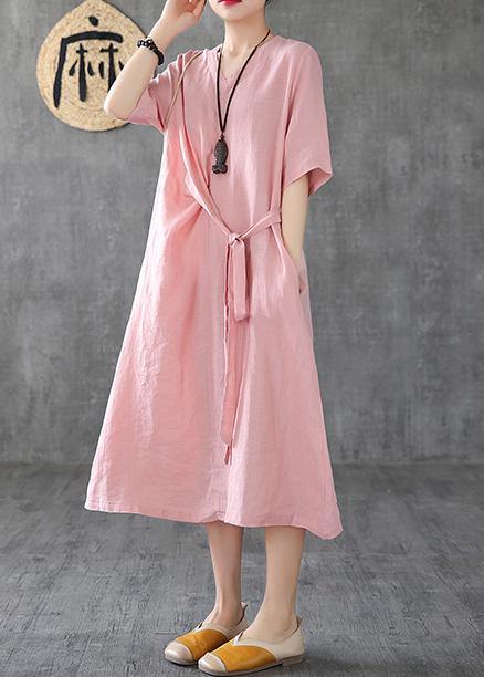 Natural V Neck Tunic Linen Dresses Ideas Pink Dress Summer