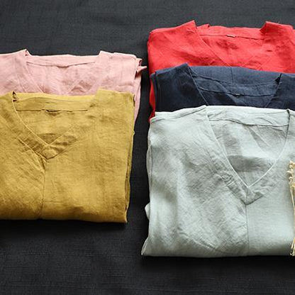Natural V Neck Tunic Linen Dresses Ideas Pink Dress Summer