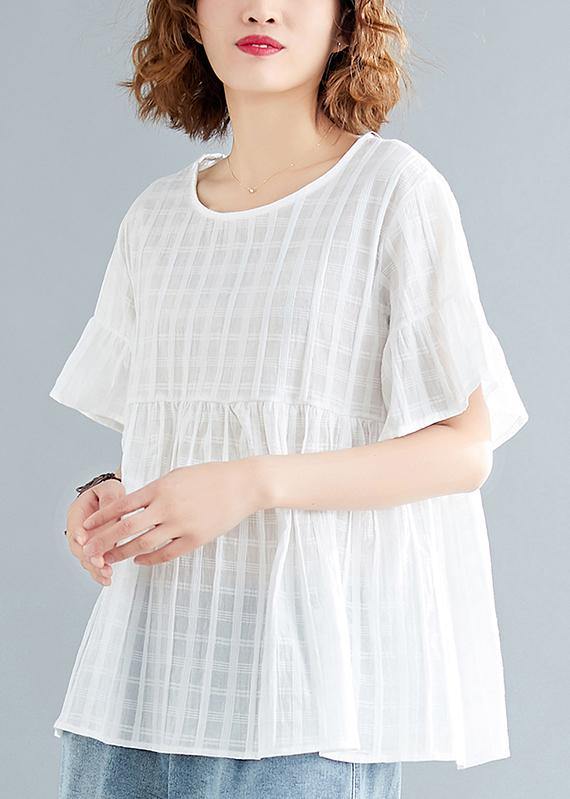 Natural White Cotton Linen Tunic Top Organic Tutorials O Neck Half Sleeve Oversized Summer Shirt