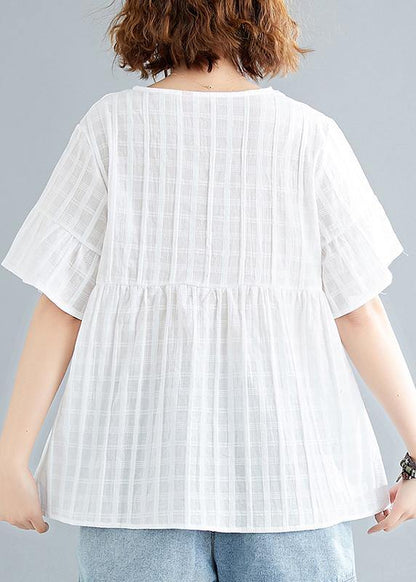 Natural White Cotton Linen Tunic Top Organic Tutorials O Neck Half Sleeve Oversized Summer Shirt