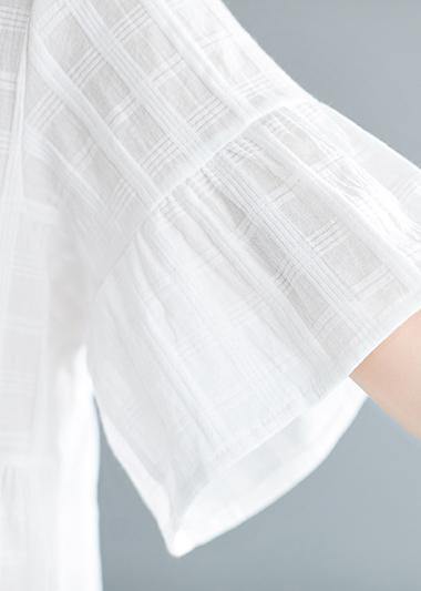 Natural White Cotton Linen Tunic Top Organic Tutorials O Neck Half Sleeve Oversized Summer Shirt