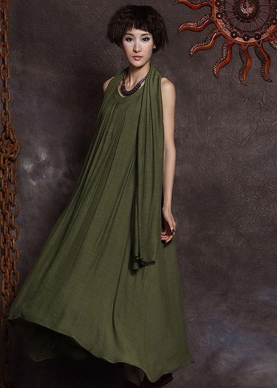 Natural White Linen Outfit Sleeveless Dresses Summer Dresses