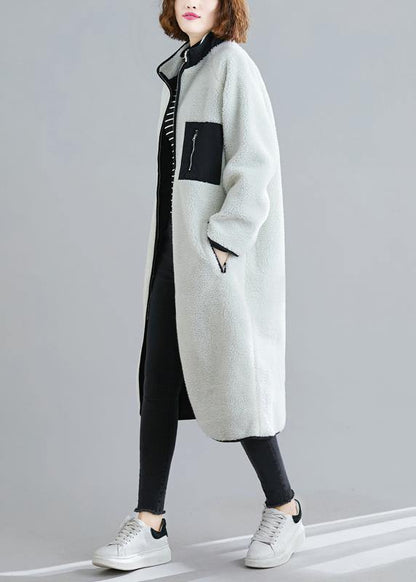 Natural Zippered Patchwork Tunics White Box Coats