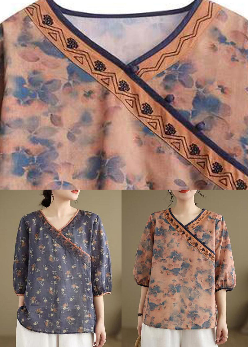 Navy Embroidered Patchwork T Shirt Short Sleeve