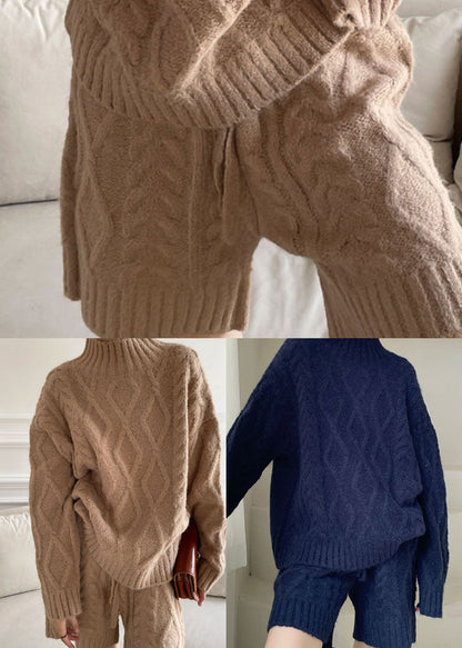 Navy Cozy Knit Two Pieces Set Winter