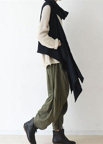 Navy Linen Scarf Vest Perfect Matching Outfits Oversize Linen Clothing