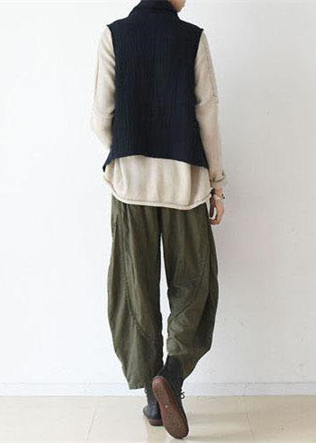Navy Linen Scarf Vest Perfect Matching Outfits Oversize Linen Clothing