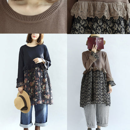 Navy Patchwork Cotton Dresses Maternity Dress Sweet Knit Sweaters