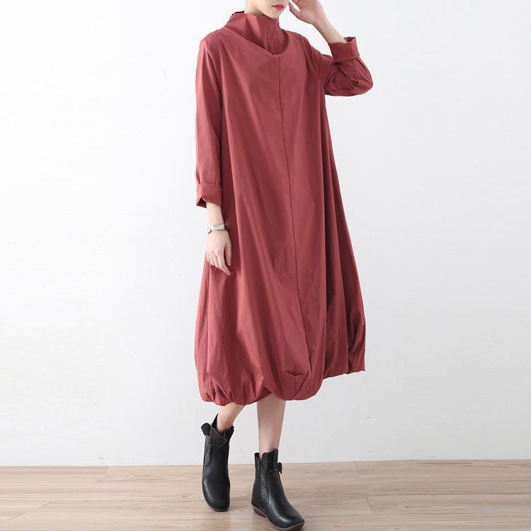New Fall Dresses Pink Baggy Maxi Dress Caftans Oversized Gown High Neck