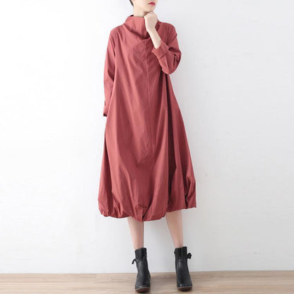 New Fall Dresses Pink Baggy Maxi Dress Caftans Oversized Gown High Neck