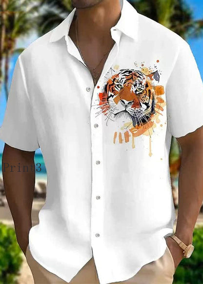 New Animal Print Cotton Shirts Peter Pan Collar Summer