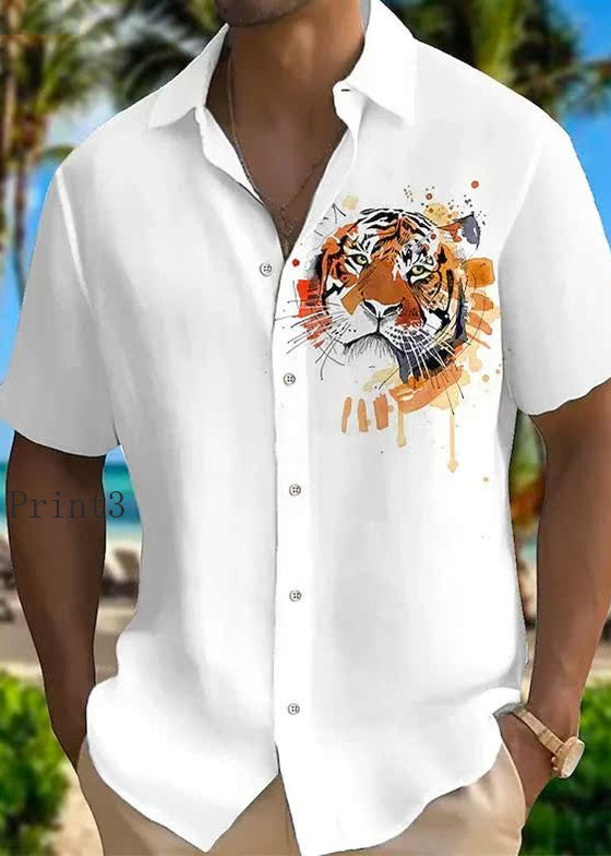 New Animal Print Cotton Shirts Peter Pan Collar Summer