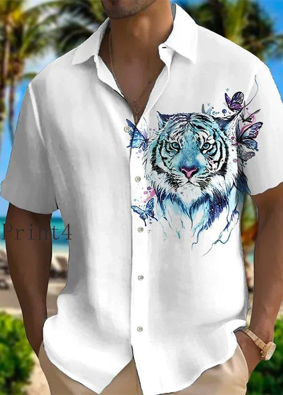 New Animal Print Cotton Shirts Peter Pan Collar Summer
