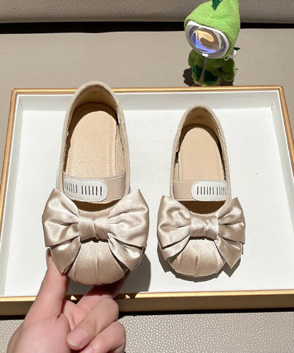 New Apricot Bow Splicing Flat Shoes