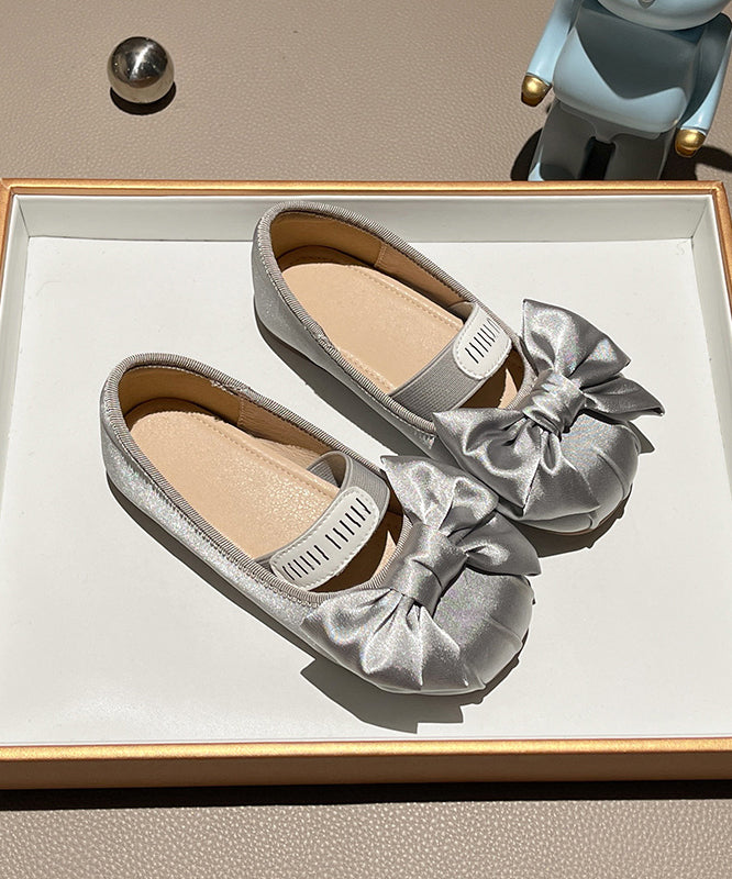 New Apricot Bow Splicing Flat Shoes