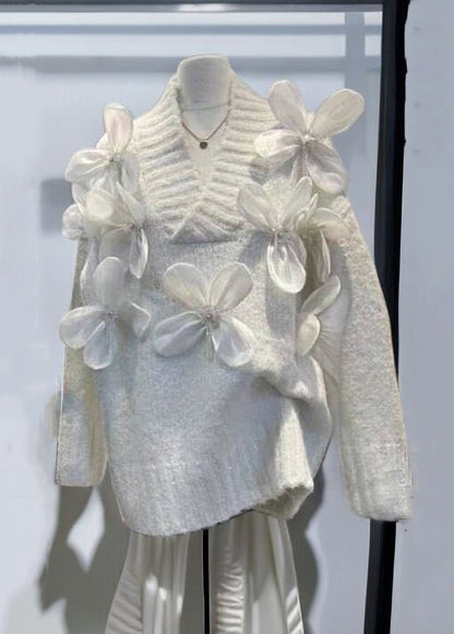New Apricot V Neck Patchwork Knit Sweaters Spring