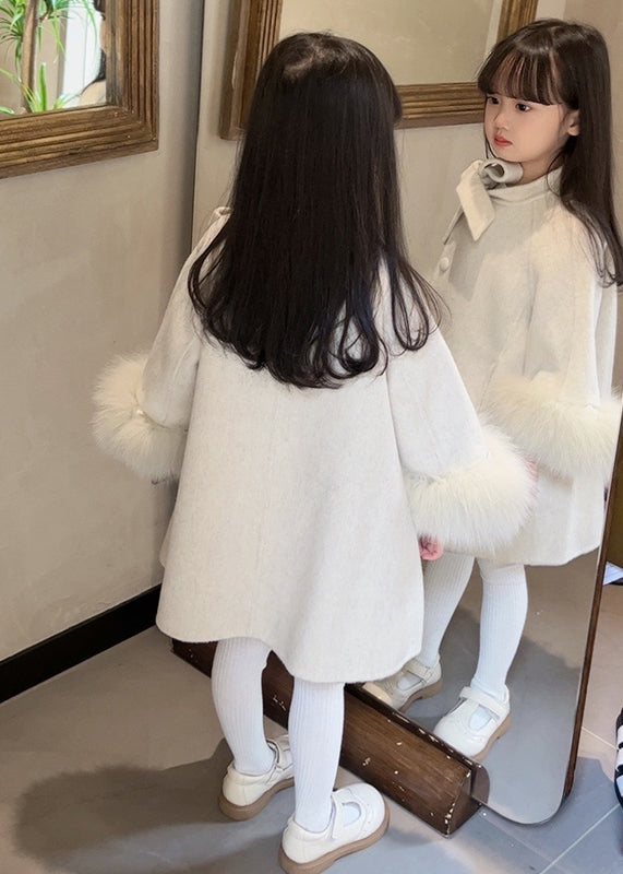 New Beige O-neck Patchwork Bow Woolen Long Coats Spring