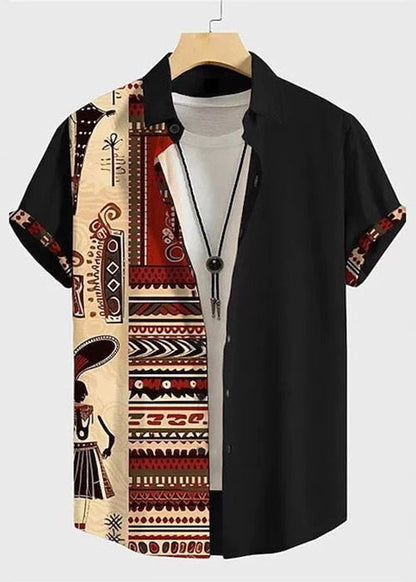 New Black Asymmetrical Print Cotton T Shirts Summer