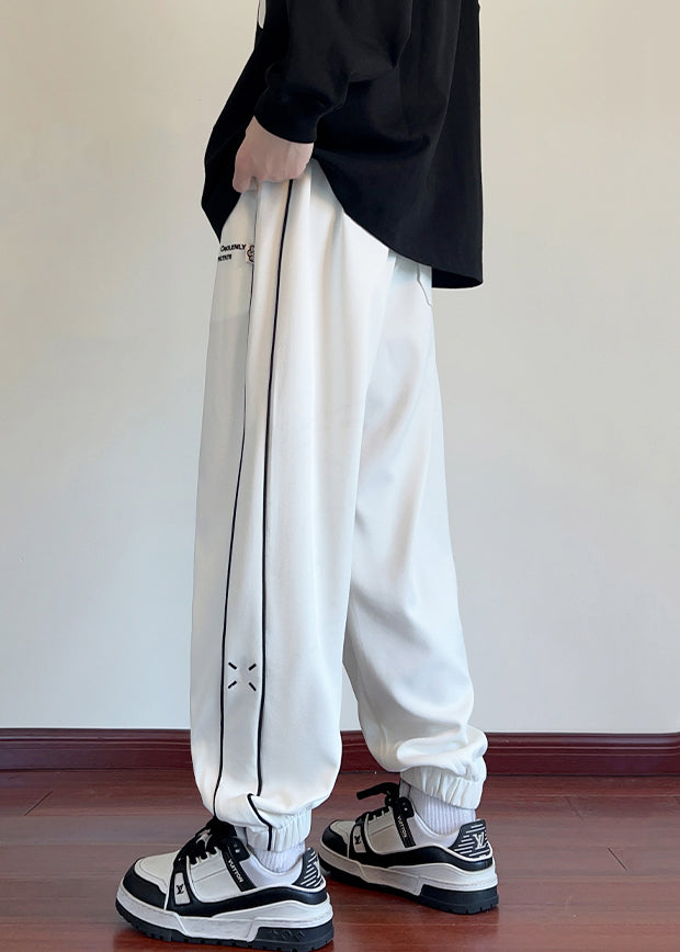 New Black Embroideried Patchwork Cotton Pants Spring