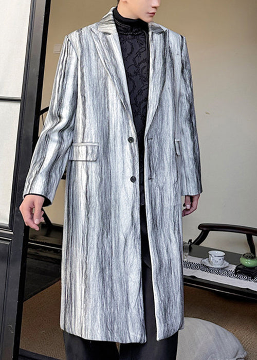 New Black Notched Button Woolen Coat Winter