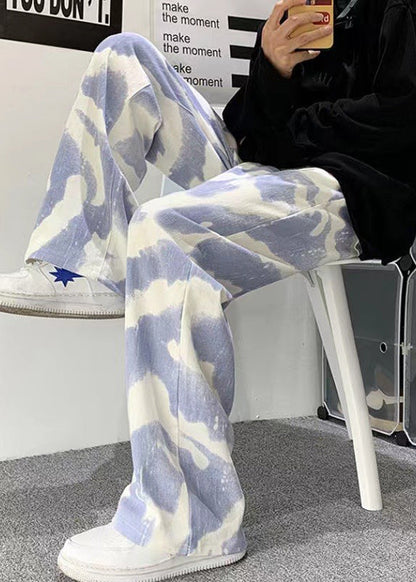 New Black Oversized Tie Dye Cotton Pants Clothing Spring