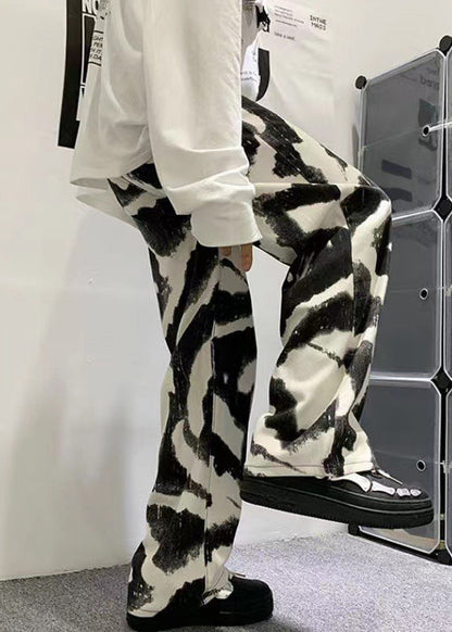 New Black Oversized Tie Dye Cotton Pants Clothing Spring