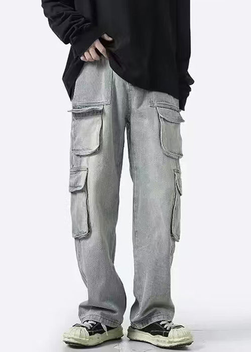 New Black Pockets High Waist Denim Pants Spring