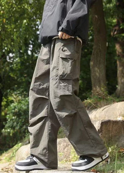 New Black Pockets Cotton Pants Spring