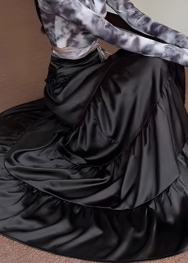 New Black High Waist Maxi Skirts Summer