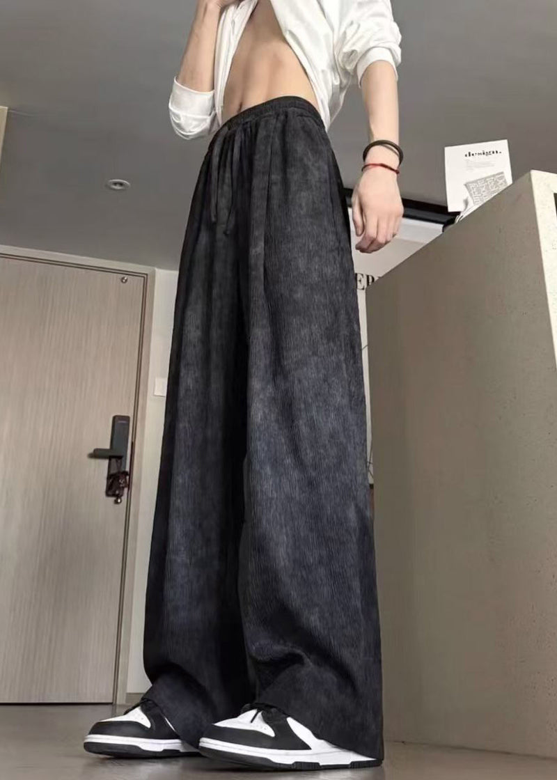New Black Tie Dye Elastic Waist Cotton Pants Summer