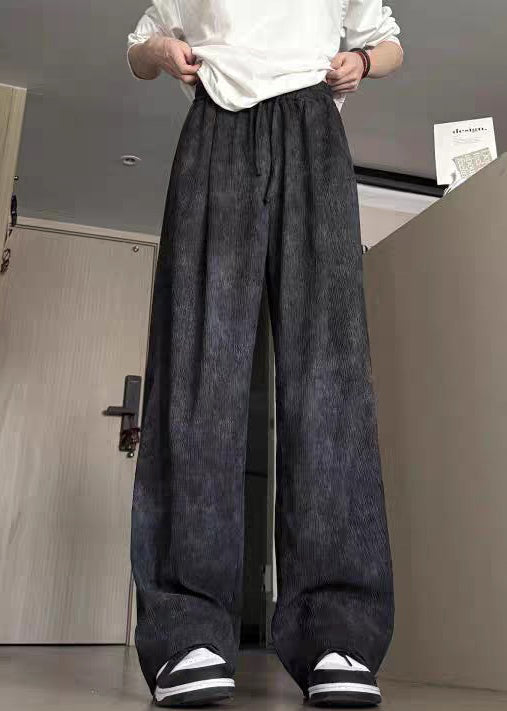 New Black Tie Dye Elastic Waist Cotton Pants Summer