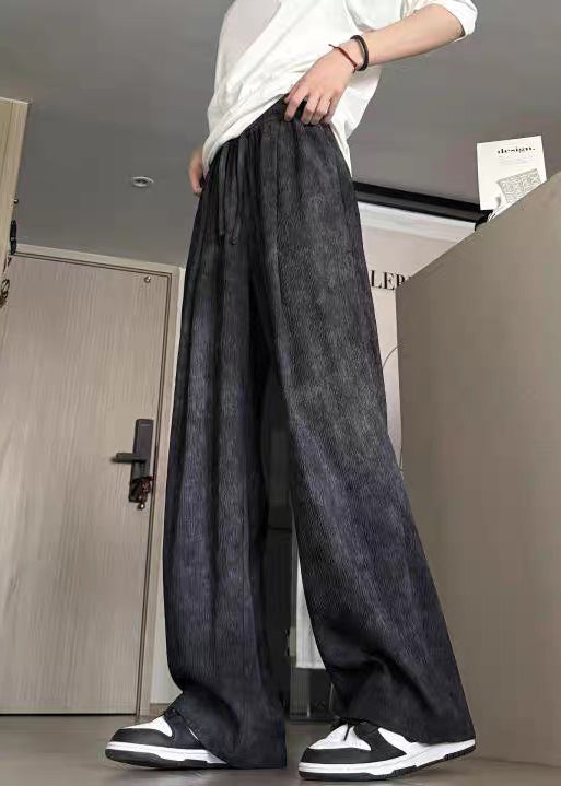 New Black Tie Dye Elastic Waist Cotton Pants Summer