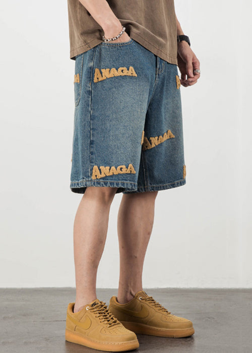 New Blue Letter Pockets Pants Shorts Summer