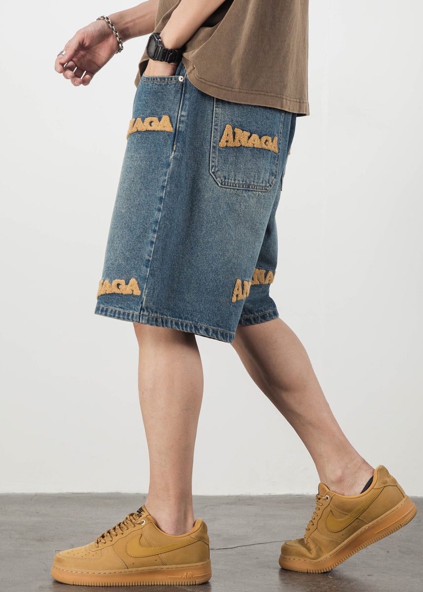 New Blue Letter Pockets Pants Shorts Summer