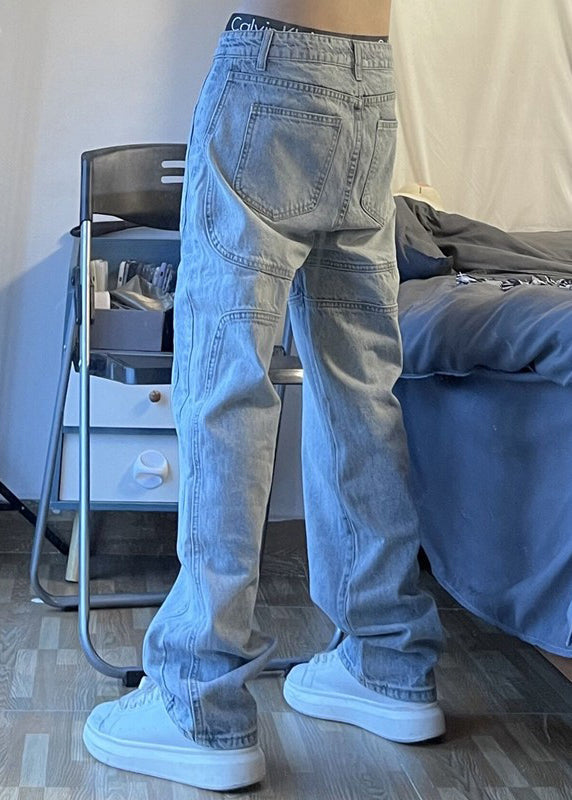 New Blue Pockets High Waist Denim Pants Summer