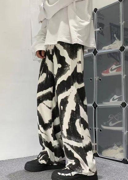 New Blue Tie Dye High Waist Cotton Trousers Fall