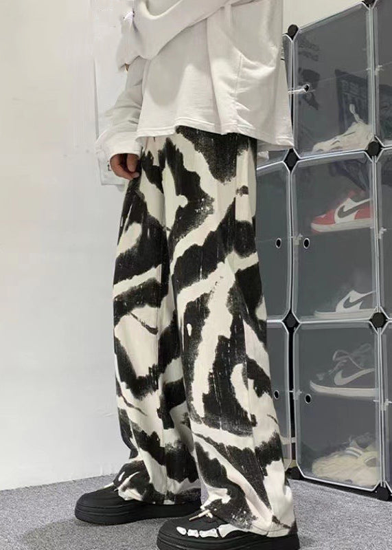 New Blue Tie Dye High Waist Cotton Trousers Fall