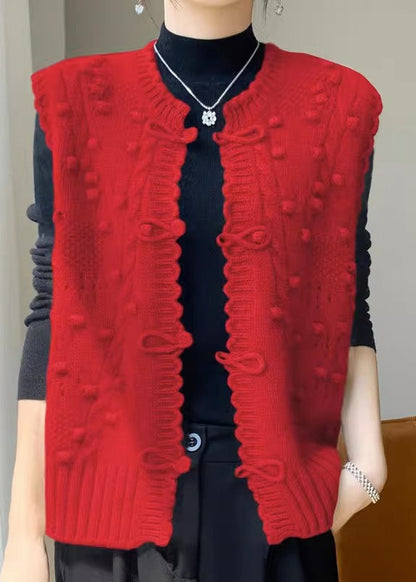 New Camel O Neck Button Cotton Knit Waistcoat Sleeveless