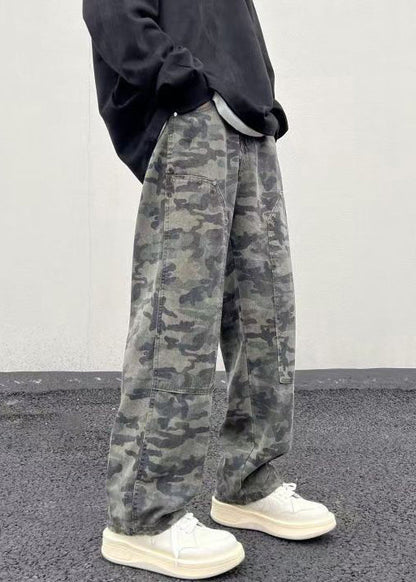 New Camouflage Pockets Warm Fleece Pants High Waist Spring