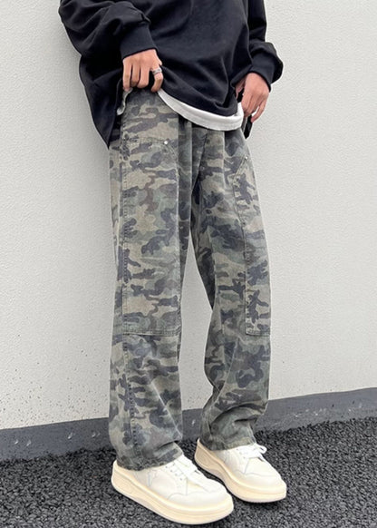 New Camouflage Pockets Warm Fleece Pants High Waist Spring