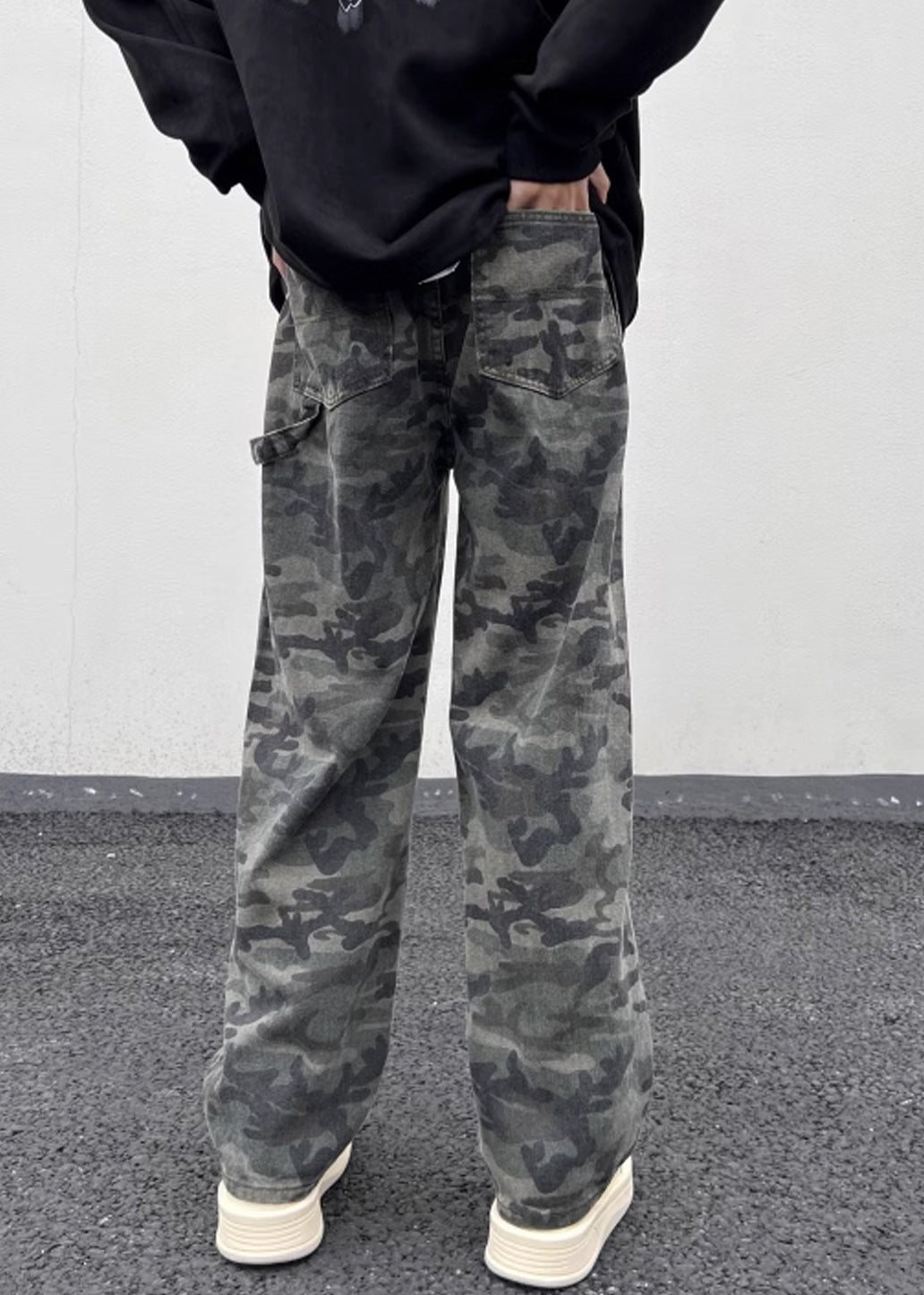 New Camouflage Pockets Warm Fleece Pants High Waist Spring