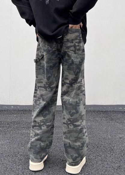 New Camouflage Pockets Warm Fleece Pants High Waist Spring