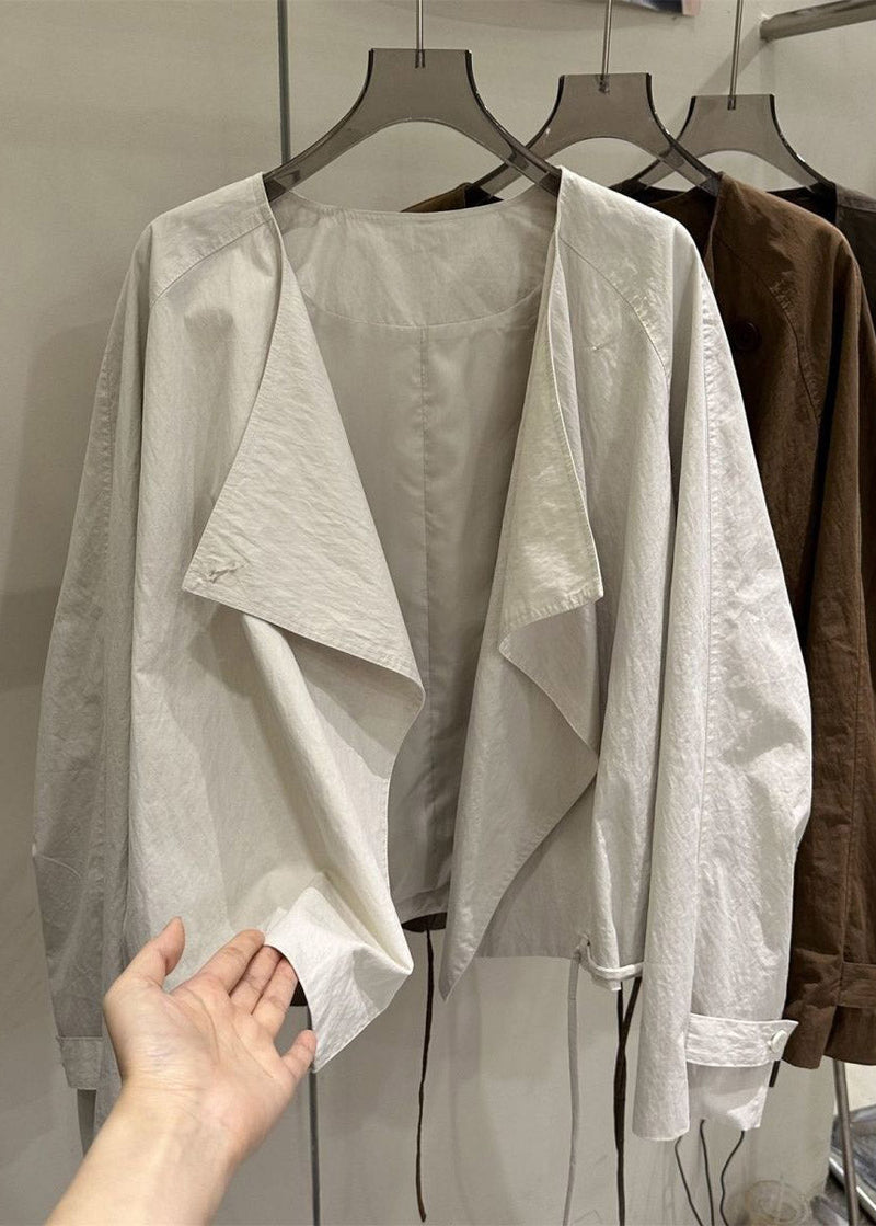New Caramel Peter Pan Collar Patchwork Coats Spring