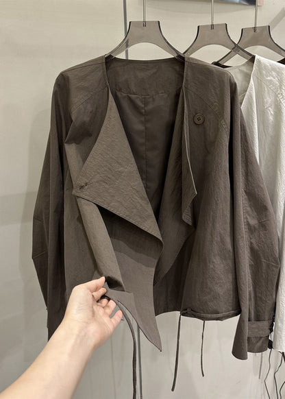 New Caramel Peter Pan Collar Patchwork Coats Spring