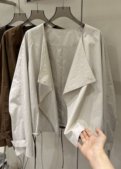 New Caramel Peter Pan Collar Patchwork Coats Spring