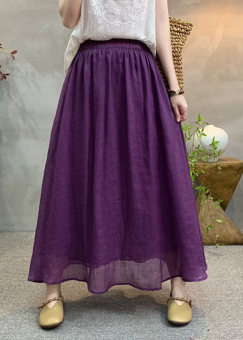 New Navy Elastic Waist Linen Skirts Summer
