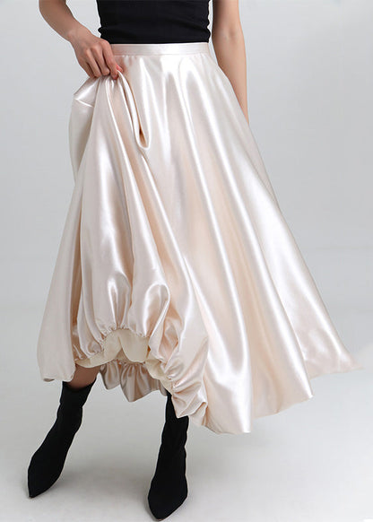 New Champagne Color High Waist Silk Skirt Spring