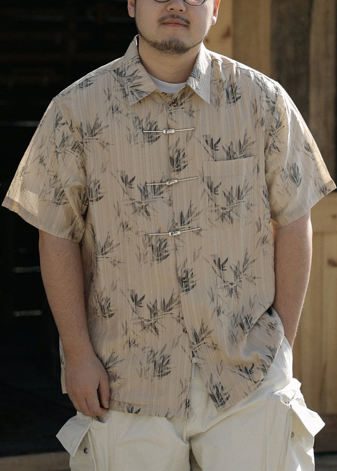 New Chinese Ink Wash Bamboo Short Sleeved Shirt