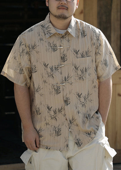 New Chinese Ink Wash Bamboo Short Sleeved Shirt