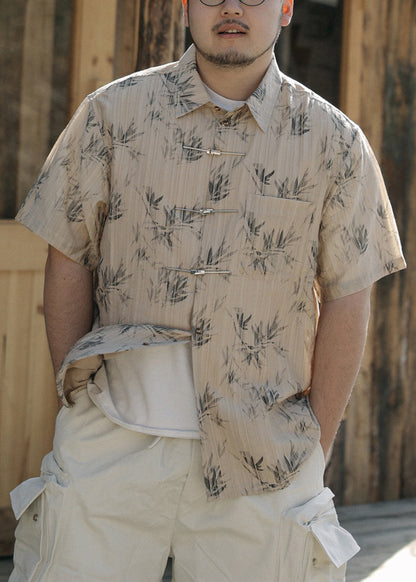 New Chinese Ink Wash Bamboo Short Sleeved Shirt